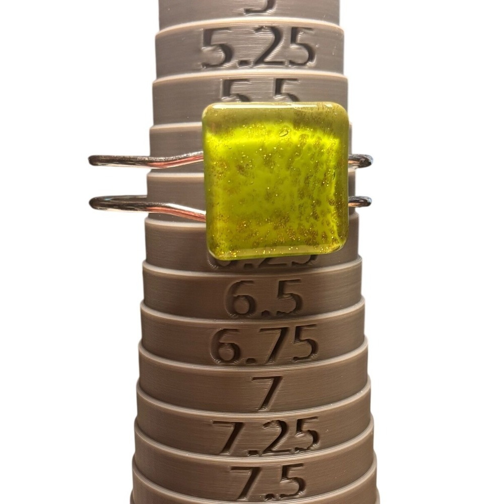 Lime Green Fused Glass Bangle Women 6" Vibrant Square Art Glass Silver Tone